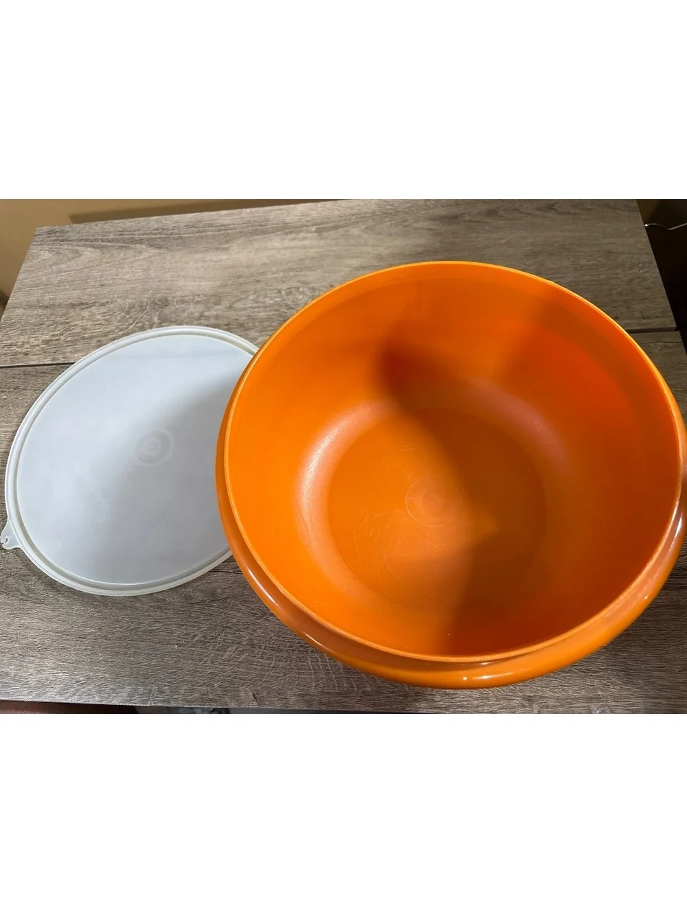 Vintage Orange Tupperware Mixing Bowl with Lid